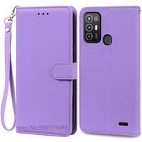 For ZTE Blade A52 Case PU Leather Flip Wallet Case For ZTE Blade A52 Case Silicone Back Cover Phone Coque Fundas For ZTE Blade A52 purple