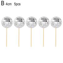 Cake Decoration Ball  Cupcake Toppers Cake Decoration Mini Mirror Disco Ball Light Reflective Glass Ball Wedding Birthday Party white