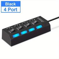 High Speed 4/7 Ports USB HUB 2.0 Adapter Expander Multi USB Splitter Multiple Extender with LED Lamp Switch for PC Laptop black
