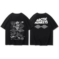 Arctic Monkeys Band Short-sleeved - Men's and Women's Summer British Alternative Rock Shirt - Pure Cotton Lightweight Style 2XL gray