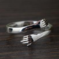 Tigrade Solid 925 Sterling Silver Arm Hug Open Rings for Women Men Gift Sterling Silver Ring Resizable Simple Fashion Jewelry gray