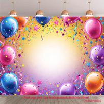 2D Rainbow Balloon Confetti Baby Shower Party Decoration Backdrop 47.2x31.5inch/120*80cm yellow
