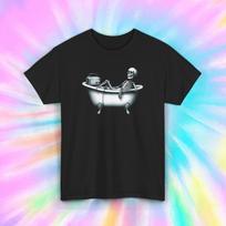 Skeleton in Bathtub Shirt Dark Humor Toaster Bath Funny Sarcastic Graphic Tee 2XL white
