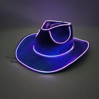 Wedding LED Party Hat Creative Neon Light up Jazz Cowboy Cap Dance Show Stage Props Cowgirl Hats 18*11*7.5 cm violetinė