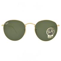 Ray-Ban Full Frame Design Alloy Round Sunglasses Unisex sunglasses Gold RB34470013M53 53,Gold beige