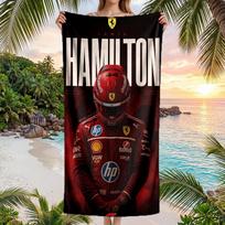 Lewis Hamilton Fashion Beach Towel Portable Soft Quick Dry Towel For Swimming Camping Holiday Use 70cmx140cm(27x55inch) black