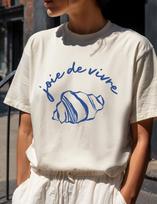 Joie de Vivre, Croissant Comfort Colors Short Sleeve Cotton T-Shirt | French Saying, Foodie Tee | Gift Idea for Her | France Travel Shirt 3XL white