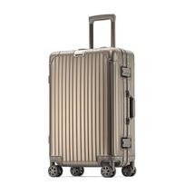 German Aluminum-Magnesium Alloy Suitcase: 20  Carry-On with Universal Wheels for Business Travelers. 20 inch beige