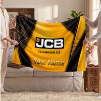 JCB Flannel Blanket, Custom Name Text Personalized Soft Throw Blanket Home Decor Gift 80cmx120cm orange