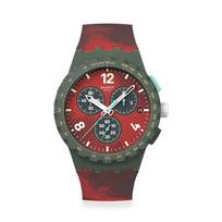 NEW CHRONO PLASTIC CRIMSON FOLIAGE SUSG410 Unisex Adult Watch Red [Swatch] gray