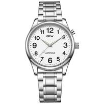 TPW Laikrodis su šviečiančiu ciferblatu, pilnai šviečiantis paviršius, 40 mm, lengvai skaitomas, plieninė apyrankė, 3 ATM gray