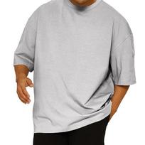 Men's Oversized Hip Hop Cotton Short Sleeve T-Shirt, Casual Loose Fit for Sports Fitness Running Workout, European & American Style Plus Size Tee XXL gray