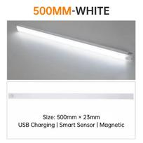 LED naktinis apšvietimas 10/20/30/50cm judesio jutiklis USB įkraunamas itin plonas belaidis spinta virtuvės spintelė naktinis šviestuvas 500mm balta