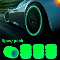 4 Pcs Tire Valve Stem Caps Car Luminous Tire Air Cap Fluorescent Safety Valve Core Cover for Car Truck SUV Motorcycles Bike blue