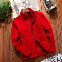 Žieminis megztinis paltas Polar Fleece Striukė Stora koralų vilnos vienspalvė striukė XXXL red