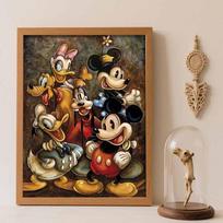 Disney DIY diamond painting 5d Mickey Mouse and Friends full diamond cross stitch diamond living room bedroom decoration painting Round 20x30cm brown