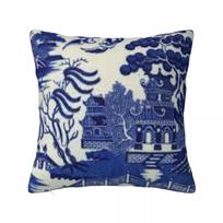 Blue Willow Pattern Coasters Square Pillowcase Pillow Cover Polyester Cushion Decor Comfort Throw Pillow for Home Bedroom 45x45cm 18x18 in blue