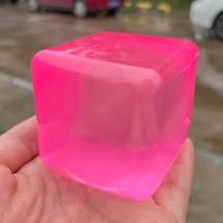 Taba Squishy Ice Cubes Fidget Toy Pink Cube Stress Relief Anxiety Sensory Tool for Focus ADHD & Office Desk Calming Gadget
