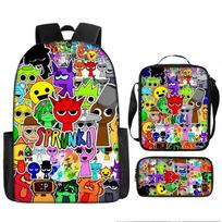 Star Rhythm Box Sprunki Student Schoolbag Backpack Backpack 3PCS Set Shoulder bag black