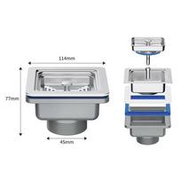 Square Sink Filter Stainless Steel Drain Convenient Cleaning Mechanism gray