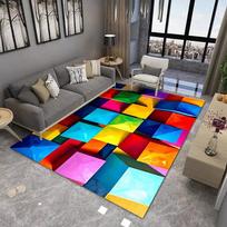 Color Cube Inspection Area Carpet Anti Slip Abstract Optical Art Floor Mat Modern Geometric Decoration Carpet for Home Space 70x100cm