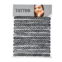12Pcs Hot Sell Vintage Hippy Stretch Tattoo Choker Necklace Elastic Chocker Necklace Fishing Line Tattoo Necklace Elastic 1 gray