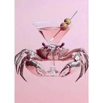Modern Shrimp Shell Canvas Poster Crab Martini Cocktail Seafood Canvas Painting Print Bar Restaurant Kitchen Wall Decor 30x45cm No Frame white