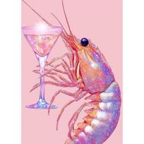 Modern Shrimp Shell Canvas Poster Crab Martini Cocktail Seafood Canvas Painting Print Bar Restaurant Kitchen Wall Decor 30x45cm No Frame