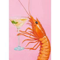 Modern Shrimp Shell Canvas Poster Crab Martini Cocktail Seafood Canvas Painting Print Bar Restaurant Kitchen Wall Decor 30x45cm No Frame