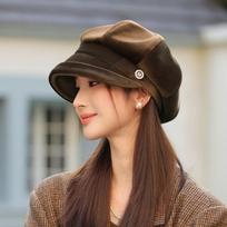 Women S British Style Octagonal Hat Large Head Size Painter Hat One Size
