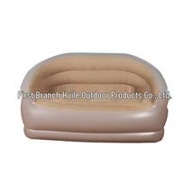 PVC Inflatable Flocked Double Recliner Sofa for Indoor/Outdoor Camping 138*71*87 cm gray