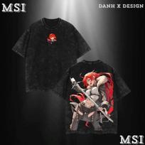 Eris | Mushoku Tensei T-shirt Vintage Washed Tee Double Printed Fiery Bond XL gray