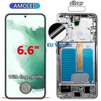 AMOLED S22+ Ekranas Samsung Galaxy S22 Plus Telefonui LCD Ekranas Jutiklinio Ekrano Surinkimas Samsung S22+ S906B S906U S906W S906N Telefonams LCD EU OLED Silver Frame
