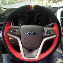 For Chevrolet Malibu Volt Camaro 2011-2015 Aveo 2016-2018 Hand Stitched Genuine Leather suede non-slip  qd8 car Steering Wheel Cover black