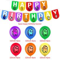 Žaidimas Among Us Balionas Tortas Keksiukas Viršus Vėliavėlė Gimtadienio Šventė Dekoro Reikmenys Šventinis Kostiumas 24pcs Balloons+1pcs Flag