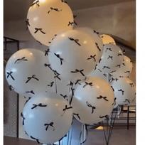 For Balloon Balletthemed 12inch Bouquet Qixi Valentines Day Ritual 5 white balloons + 30 black bows + ribbon