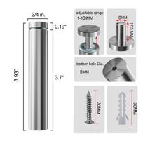 Stendiniai varžtai ženklams 1/2 x 1 colio nerūdijančio plieno atraminiai sieniniai laikikliai reklaminiai varžtai techninė įranga akrilo ženklams (4Pcs) 3/4" x 4" sidabras