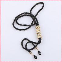 Long Pendant Necklaces for Women Elegant Black Gold Vintage Necklace Tassel Water Drop Design AVE white