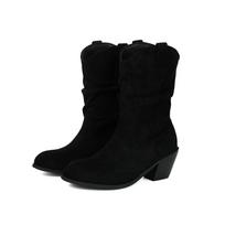 Moteriški žemakulniai batai iki kulkšnies Laisvalaikio kaubojiški vakarietiški botai Merginoms Veltiniai Slip-on Rudens žiemos batai 39 black