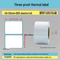 Durable Thermal Adhesive Label Paper, Blank Customizable, 100x100mm and 80x60mm. 40*30*800 sheets horizontal (special price) white