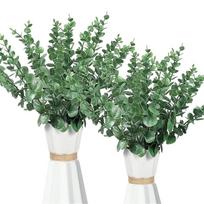 Dirbtiniai eukalipto lapai Augalai Gyvos gėlės Foto rekvizitai Namų vestuvių dekoravimui 38cm dark green-solid color gray