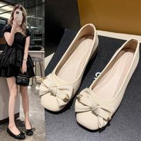 Mary Jane women's shoes autumn flat shoes new gentle wind with skirt bow beanie shoes soft sole 40 black
