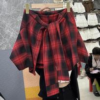 Design-Inspired Hong Kong Style Irregular Layered Plaid Mini Skirt, Spring 2026 Collection XS brown