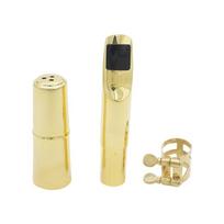 Alto Saxophone Mouthpiece Kits Includes Saxophone Mouthpiece, Brass Cap, and Metal Ligature Clip Sax Saxophone Parts beige