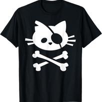 Cat Pirate Jolly Roger Flag Skull and Crossbones T shirt T-Shirt XXXXXL juoda