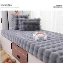 Cross-Border Rabbit Fur Plush Thickened Tatami Seat Cushion for Bedroom Bay Window or Balcony, Cream Style, 2026. 40x60cm gray