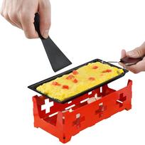 Non-Stick Raclette Grill Set Cheese Melter Pan with Spatula Foldable Wooden Handle Melted Cheese Raclette Carbon Steel Kitchen yellow