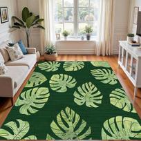 Atogrąžų Monstera Lapo Plotinis Kilimas Žalio Augalo Spausdinimo Grindų Kilimėlis Šiaurietiško Stiliaus Dekoratyvinis Kilimas Svetainei Miegamajam Namų Dekoras 40cm x 60cm white