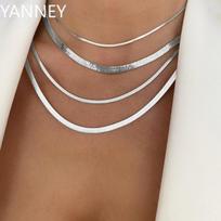 4mm Women Herringbone Necklace, 925 Silver Collarbone Chain Choker Collier Wedding Party Jewelry Gifts 50cm sidabras