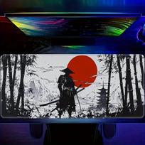 Cool Samurai and Red Moon Pattern Mouse Pad Desk Mat NonSlip office rug Stitched Edge Gaming pad desk accessories xxl mousepads 300x800x2mm blue